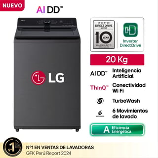 LAVADORA LG 20 KG IA NEGRO WT20PBTX
