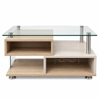 MESA CENTRO 80 CM MELAMINE / VIDRIO