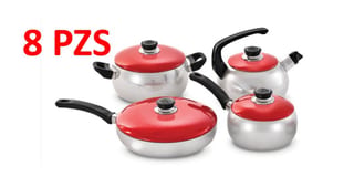 JUEGO OLLAS BOMBEADAS ALUMINIO ANODIZADO 8PZS - TIPO 01 RECORD