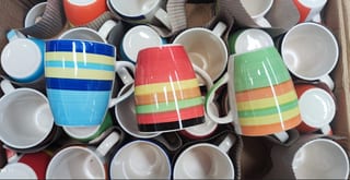 LOZA TAZA COLORES RAYADO 115*95 (16 OZ)