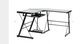 ESCRITORIO VIDRIO METAL EN L 120 X 120
