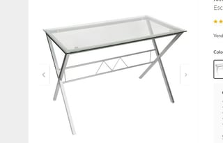 ESCRITORIO VIDRIO METAL NEGRO 110X60X74