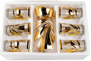 JARRA CON VASO DORADO 7 PZS