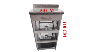 VERDULERO 3 BANDEJAS MELAMINE CON CAJON 50 X 110 CM