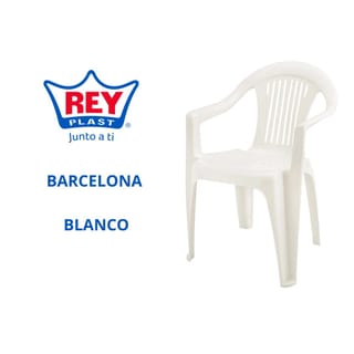 SILLA PLASTICO BARCELONA BRAZOS BLANCO REY
