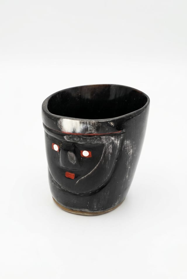 Copa de cacho con diseño de cara de sarcófago
