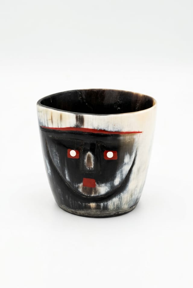 Copa de cacho con diseño de cara de sarcófago