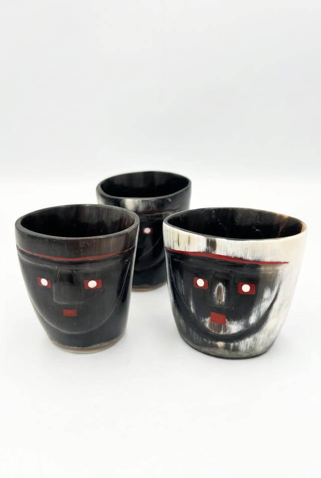 Copa de cacho con diseño de cara de sarcófago