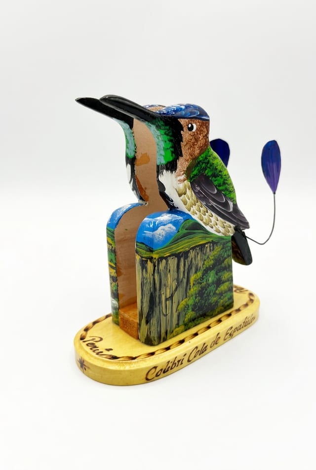 Servilletero de madera Colibrí Cola de Espátula