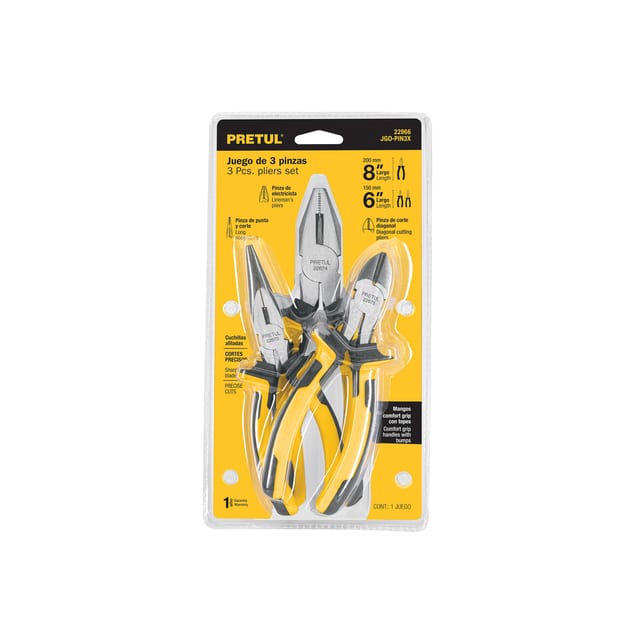 JUEGO ALICATE 3PZ PRETUL 22966