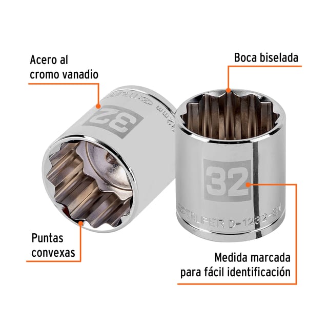 DADO 32 MM CUADRO 1/2 LARGO 51 MM TRUPER 13545
