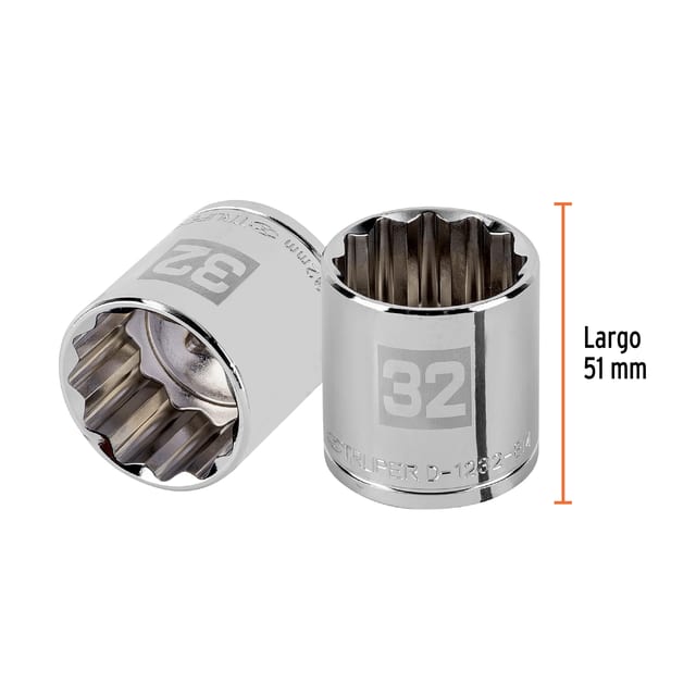 DADO 32 MM CUADRO 1/2 LARGO 51 MM TRUPER 13545