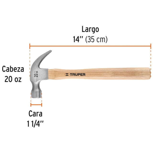 MARTILLO UÑA CURVA MGO. MADERA TRUPER 16753