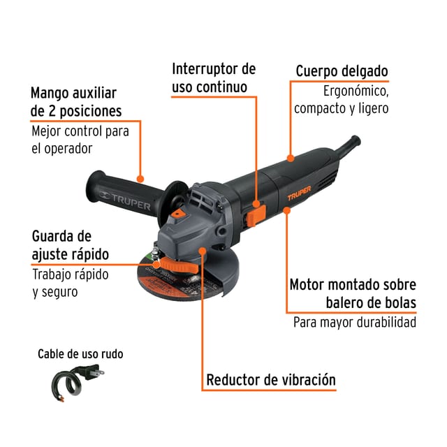 AMOLADORA 850W INDUSTRIAL 4 1/2 TRUPER 100755