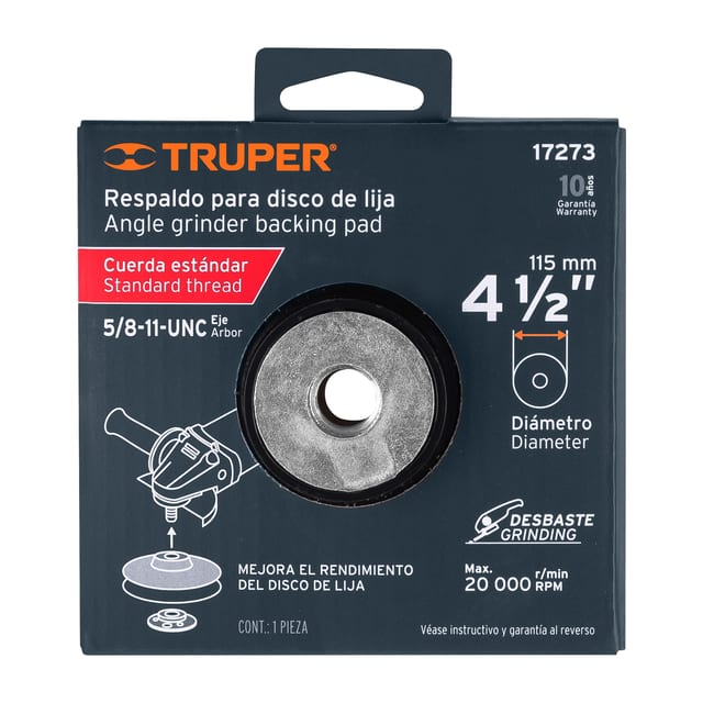 RESPALDO PAPEL LIJA 4.5" TRUPER 17273