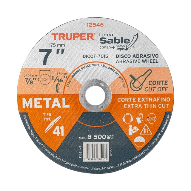 DISCO METAL 7" 1.5 MM SABLE TRUPER 12546