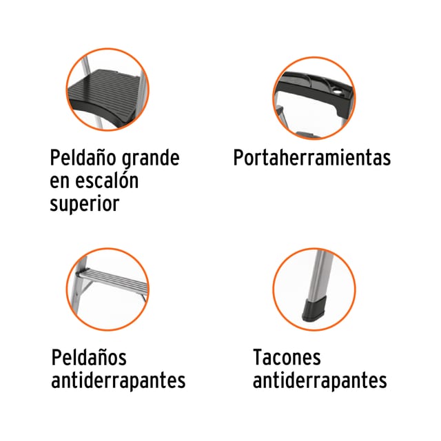 ESCALERA 4 PASOS PLEGABLE ALUMINIO TRUPER 16765