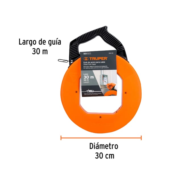 GUÍA PASACABLE 30 MTS.NARANJA TRUPER 17752