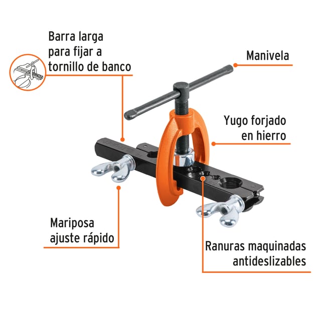 AVELLANADOR PARA TUBO, AJUSTABLE DE 3/16" A 5/8", TRUPER 12868