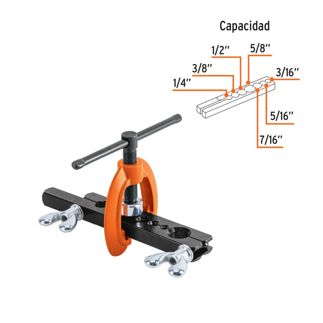 AVELLANADOR PARA TUBO, AJUSTABLE DE 3/16" A 5/8", TRUPER 12868