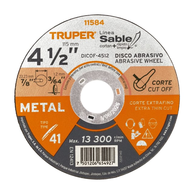 DISCO METAL 4 1/2" 1.2 MM SABLE TRUPER 11584