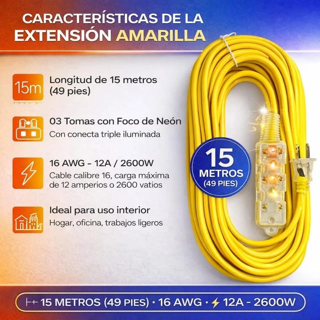 EXTENSIÓN 15 MT AMARILLO HOME LIGHT