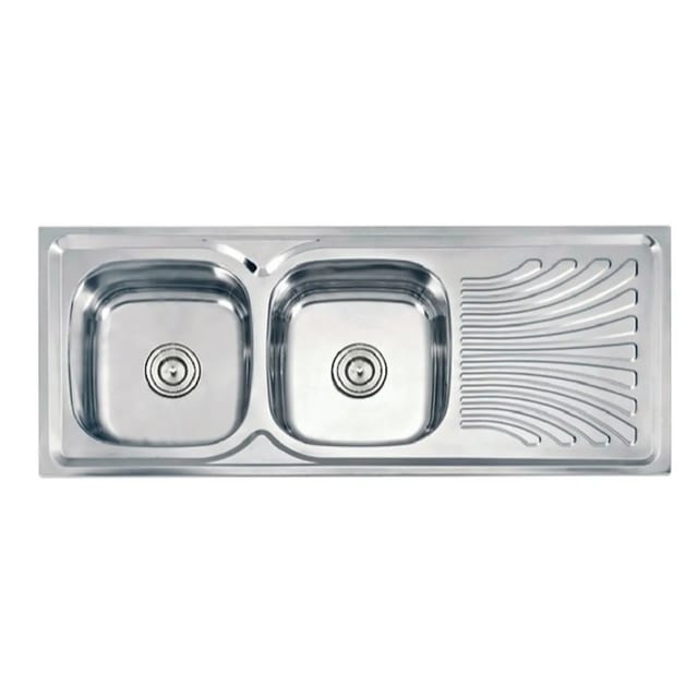 LAVADERO 2 POZAS SATINADO 120X50X21 (0.6 MM) PREMIU