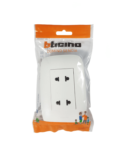 TOMACORRIENTE DOBLE P/EMPOTRAR BTICINO ECO.