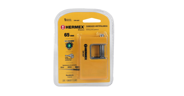 CANDADO 65MM AMARILLO HERMEX 22514
