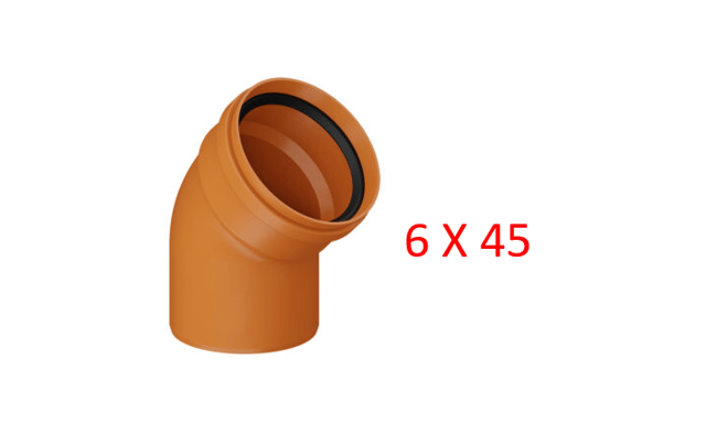 CODO 6"X45 NARANJA DES.