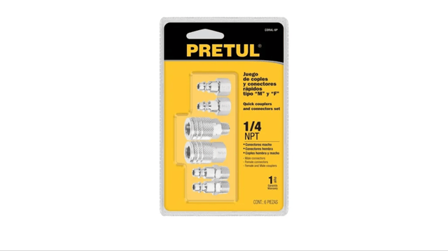 JUEGO CONECTORES RAPIDOS 1/4X6 PZS PRETUL 27030