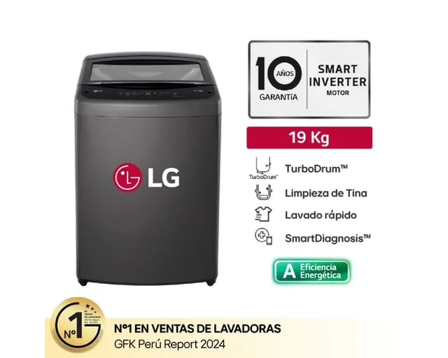 LAVADORA LG 19 KG NEGRO WT19OBVTB