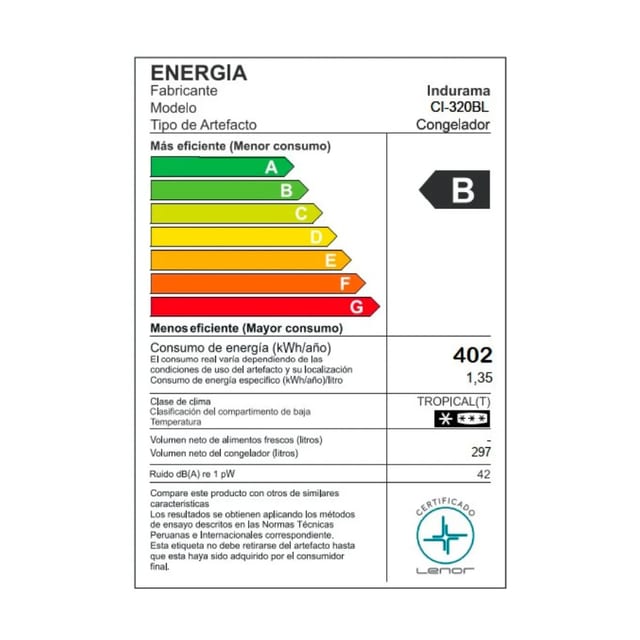 CONGELADORA INDURAMA CL320BL 297 LT