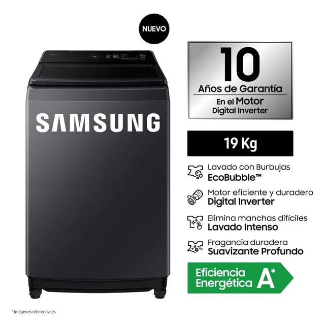 LAVADORA SAMSUNG 19 KG WA40F19E7CPE GRIS