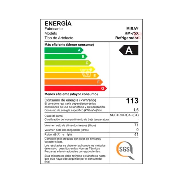 FRIGOBAR MIRAY RM-75X 71 LT
