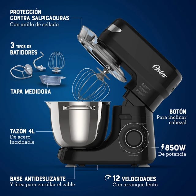 BATIDORA OSTER PEDESTAL FPSTSMPL2B NEGRO 4 LT 850W