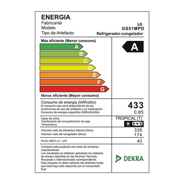 REFRIGERADORA LG 509 LT SIDE BY SIDE NEGRO GS51MPD