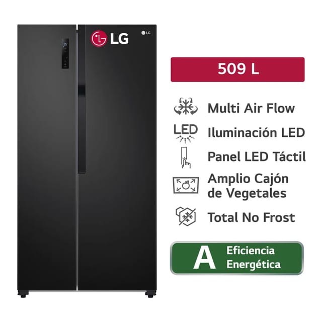 REFRIGERADORA LG 509 LT SIDE BY SIDE NEGRO GS51MPD