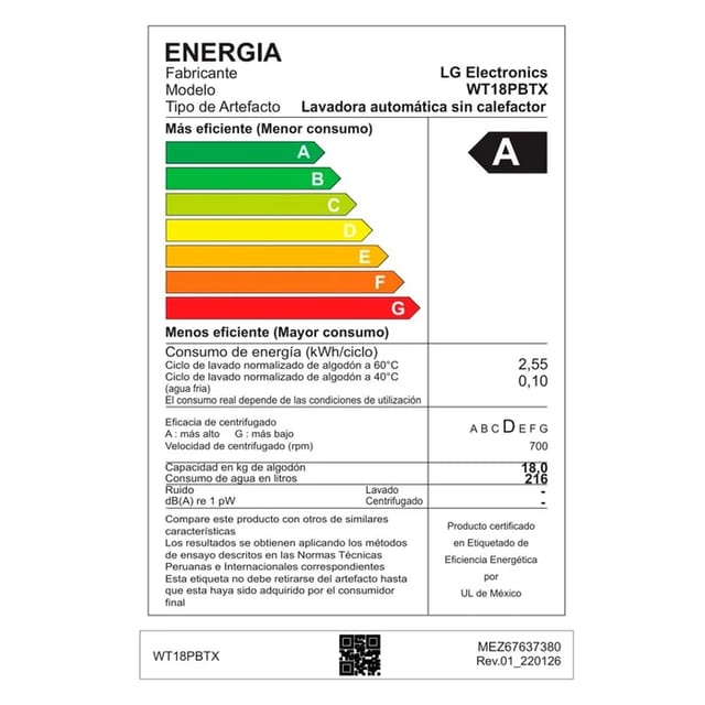 LAVADORA LG 18 KG IA NEGRO WT18PBTX