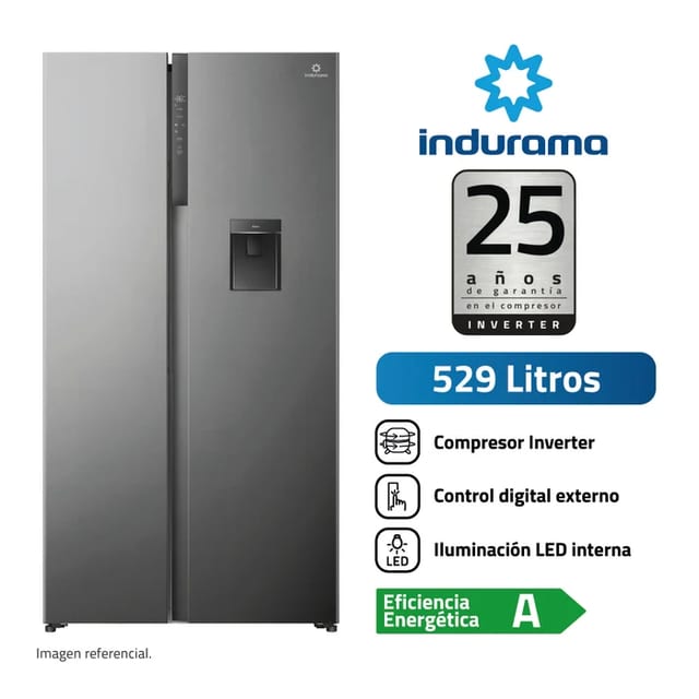 REFRIGERADORA INDURAMA SIDE BY SIDE RI795DI NEGRO 529 LT