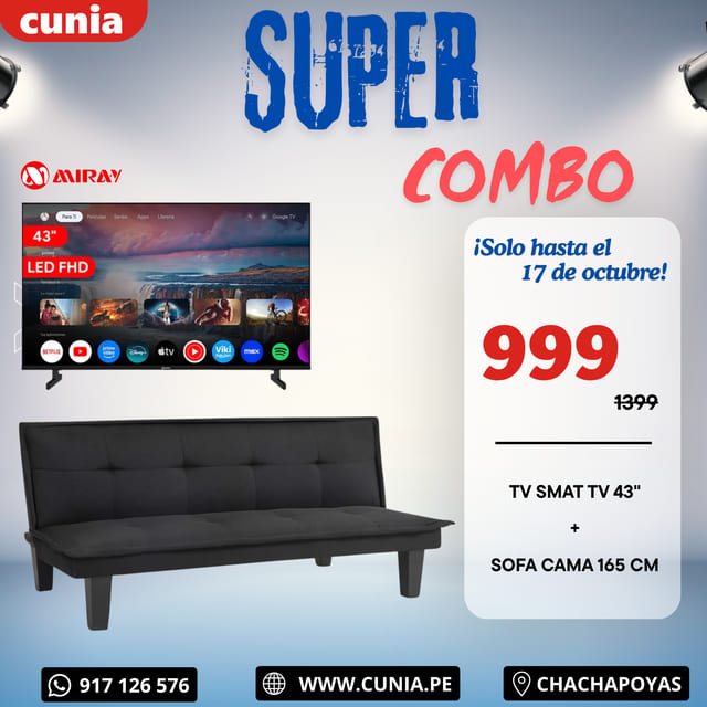 COMBO TV 43 + SOFA CAMA