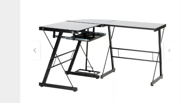 ESCRITORIO VIDRIO METAL EN L 120 X 120