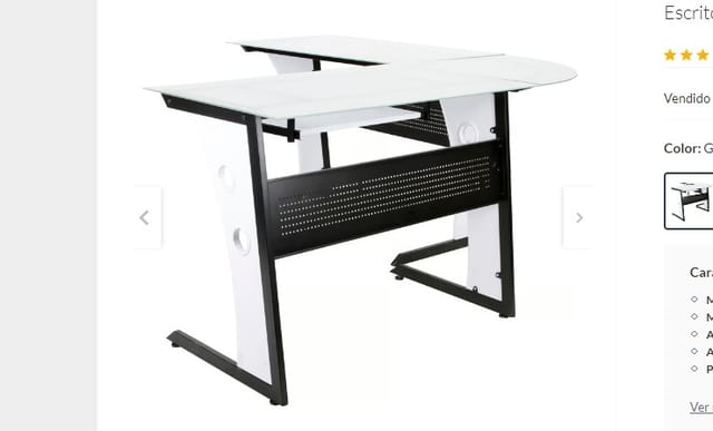 ESCRITORIO VIDRIO NEGRO EJECUTIVO EN L 170 X 145