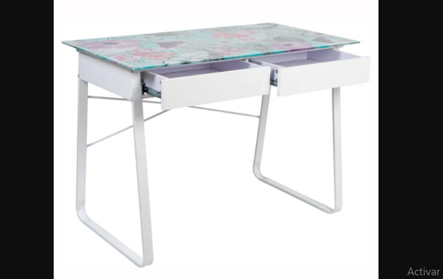 ESCRITORIO VIDRIO FLORAL 105*58*75