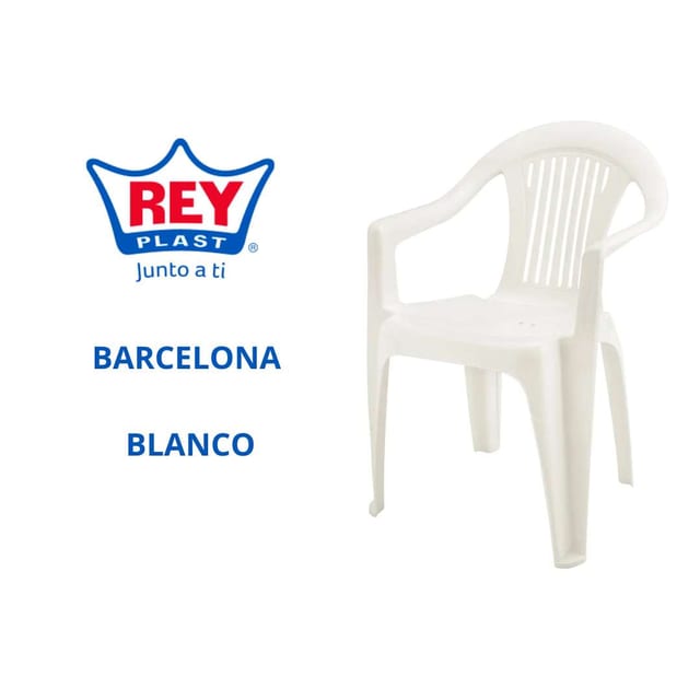 SILLA PLASTICO BARCELONA BRAZOS BLANCO REY