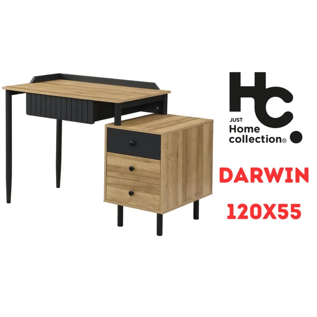 ESCRITORIO MELAMINE DARWIN CAJONES 120X55 JUST HOME