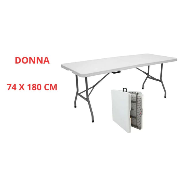 MESA PLASTICO PLEGABLE BLANCO 170X74 DONNA