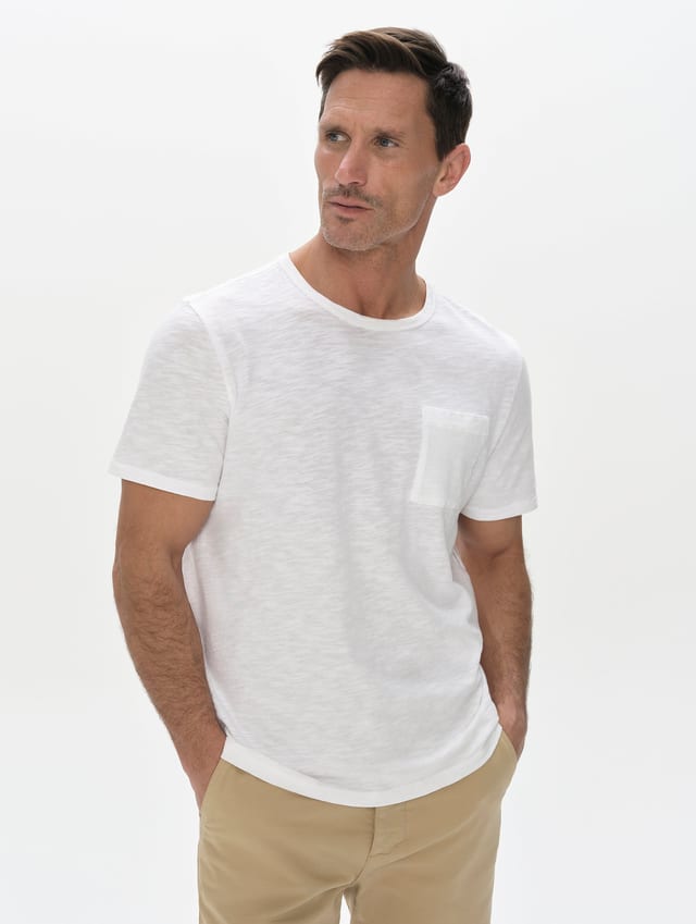 Polo con bolsillo de algodón flameado hombre