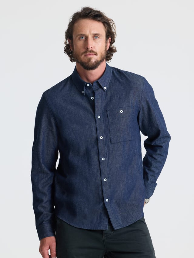Camisa chambray de algodón hombre