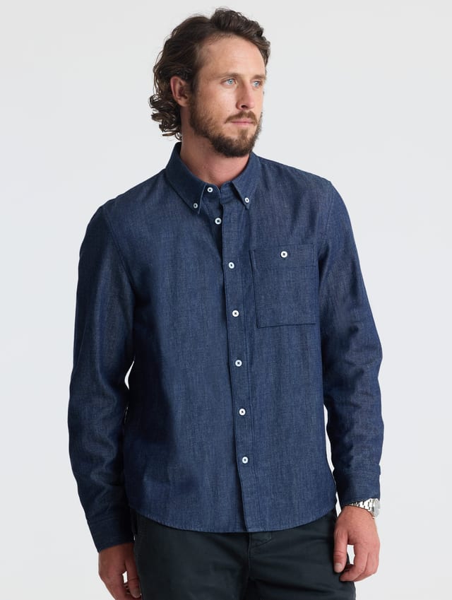 Camisa chambray de algodón hombre